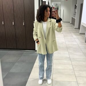 Zara Khaki Blazer with Button Detail
